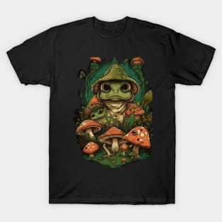 Cottagecore Frogs And Shrooms T-Shirt